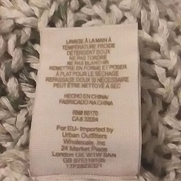 Free People Sweater Pull Over Off Shoulder V Back Open Weave Sea Mist M - Picture 13 of 13